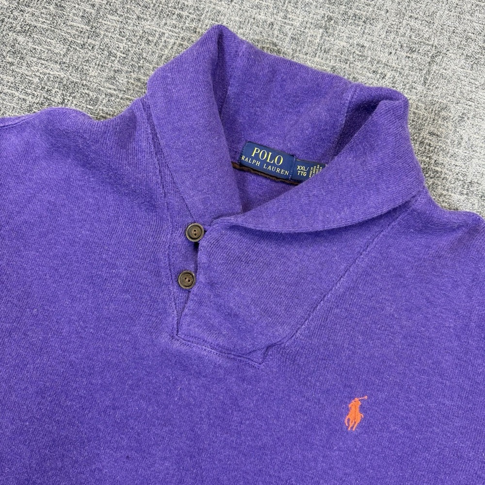 Polo Ralph Lauren Sweater Mens XXL Purple Long Sleeve Cowl Neck Knit Sweatshirt‎